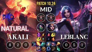 DMO Natural Akali vs LeBlanc Mid - KR Patch 10.24