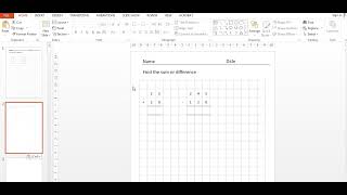 How to create Math table template worksheet for Addition, Subtraction, Multiplying and Long Division