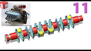 V12 Car Engine - 11. Crankshaft (Project 04) Design by Solidworks