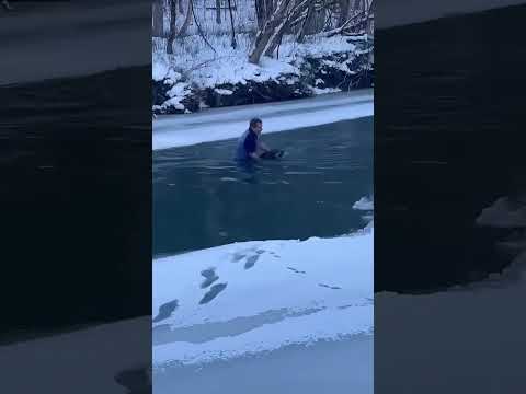 Raw video: In January 2025, Vermont man rescues dog from freezing river