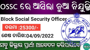 OSSC Block Social Security Officer Recruitment 2022 ! Odisha Block Level Jobs ! Jobs in Odisha