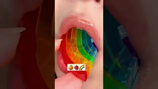 ASMR EMOJI FOOD 🍊🍓🌈  이모지 먹방 (sped up)| Crystal Girl ASMR #asmr #mukbang #shorts #asmrfood #aiasmr