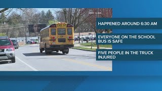 Five injured in school bus-pickup truck crash in Boaz