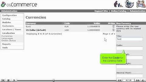 Configure your currency in osCommerce by VodaHost web hosting