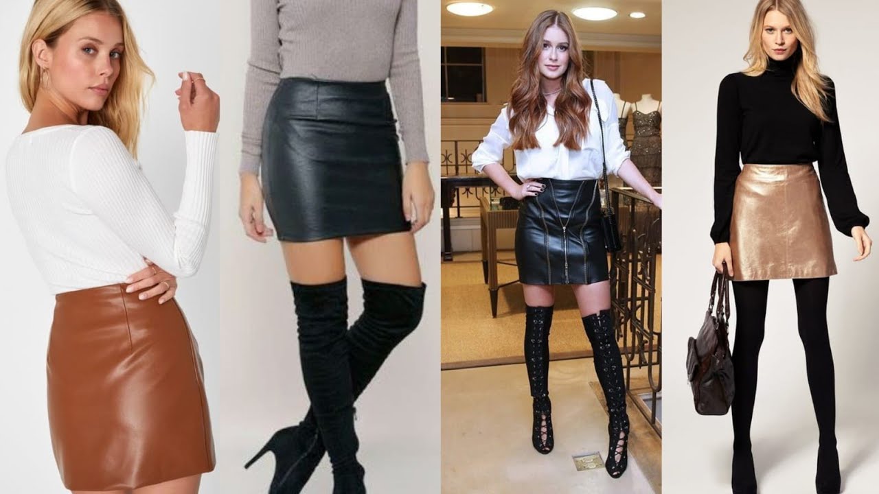 Новейшие привлекательные идеи кожаных юбок для женщин / новые идеи юбок