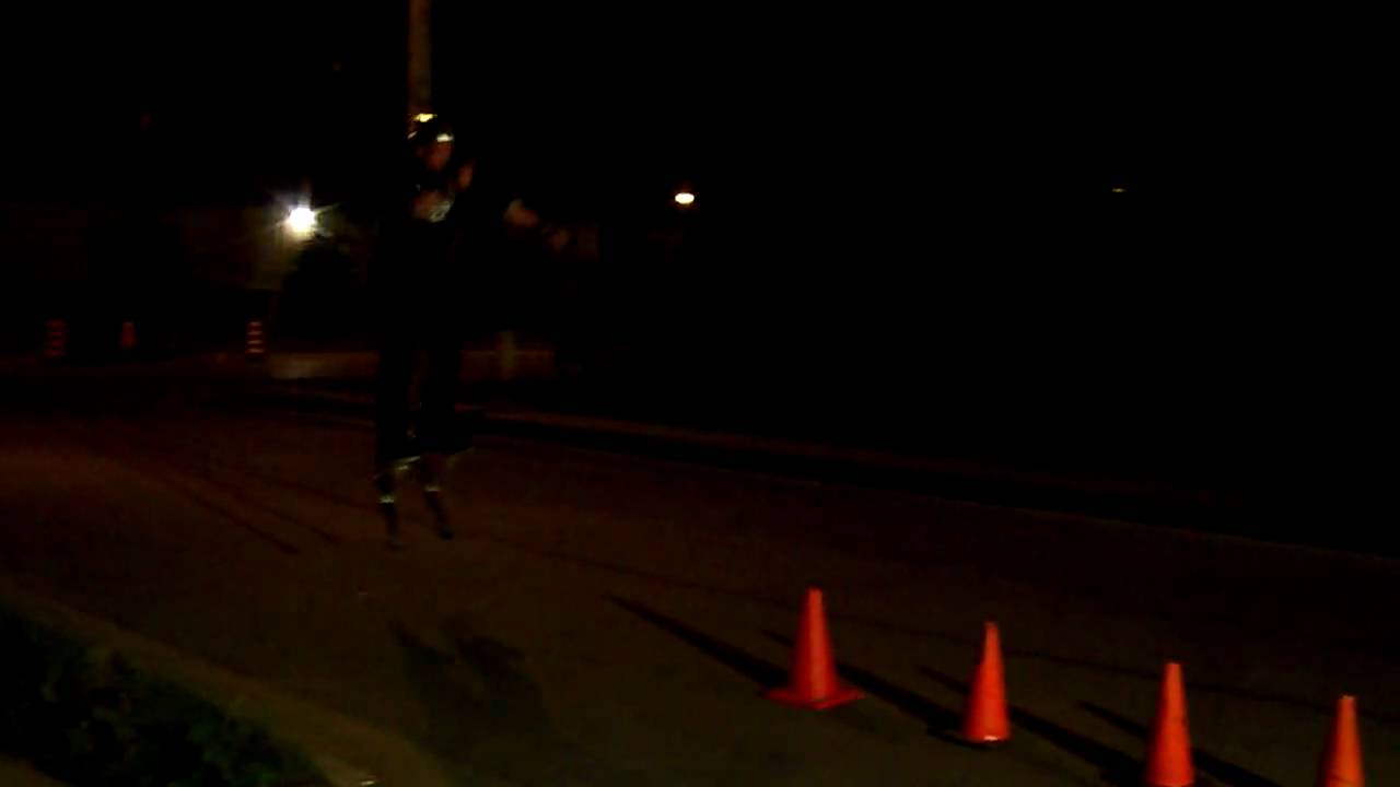 Greg jumping over 4 pylons on flyjumper jumping stilts