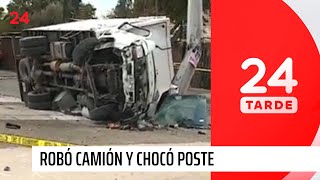 Robó camión y chocó con un poste en Cerro Navia | 24 Horas TVN Chile