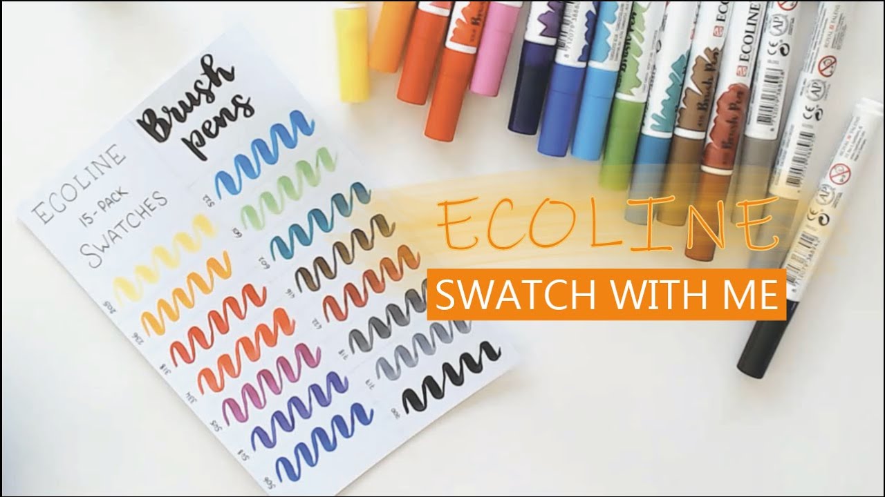 SWATCH WITH ME Ecoline Brushpens, 15 colors! YouTube