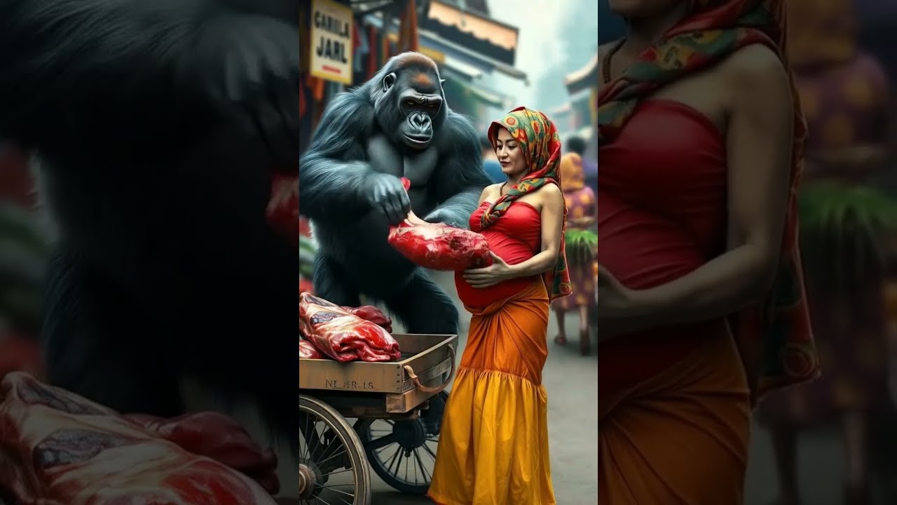 Helping woman buy Meat 