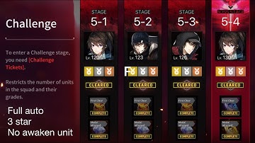 Challenge mode act 5-1 ~ 5-4 full auto, no awaken unit | CounterSide