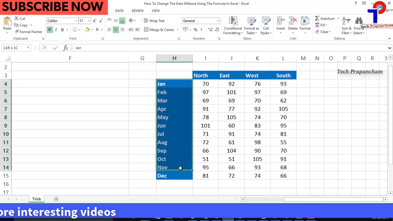 Ms Excel Change Data Without Formula YouTube