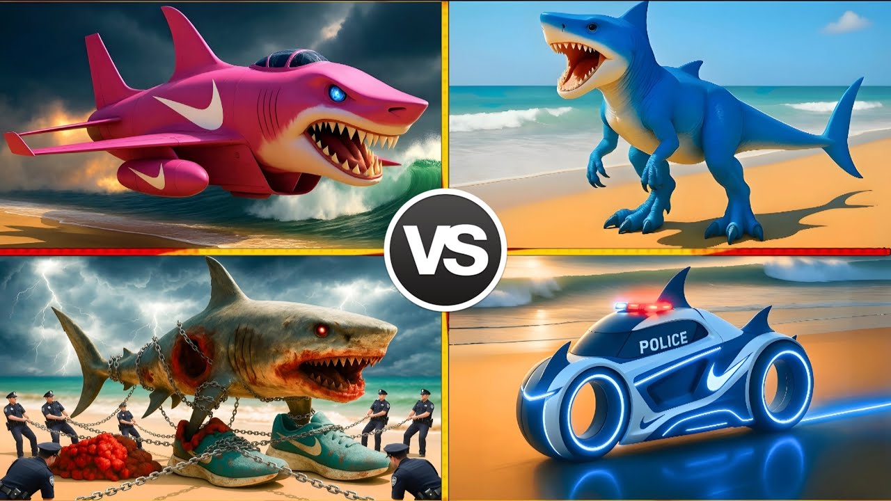 MEGA SHARK 🥳🎉🥰SHARK AIRPLANE 🆚SHARK POLICE 🆚SHARK ZOMBIE 🆚BRAINROT DINOSAUR