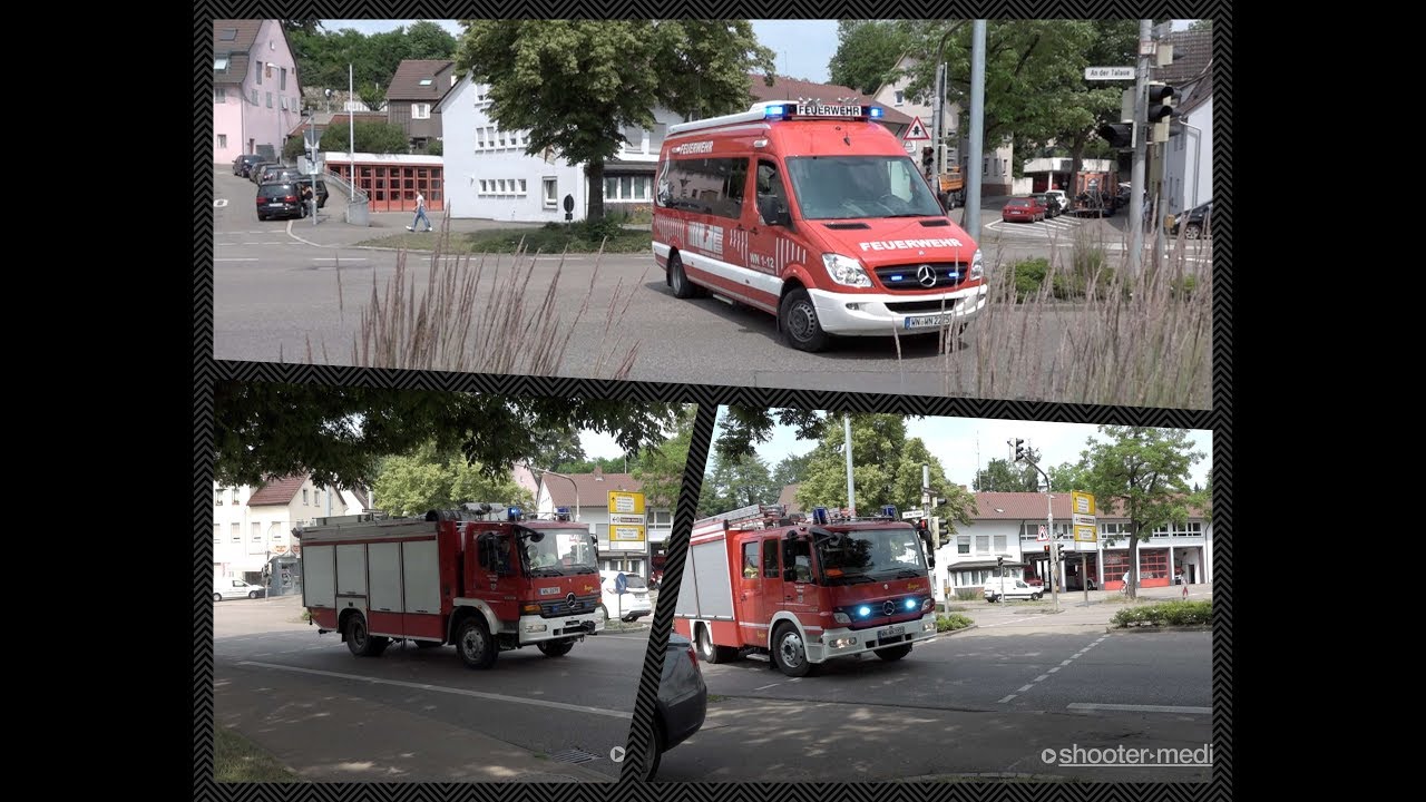 ALARM für die FEUERWEHR WAIBLINGEN - EINSATZFAHRZEUGE beim AUSRÜCKEN von der WACHE - [A]