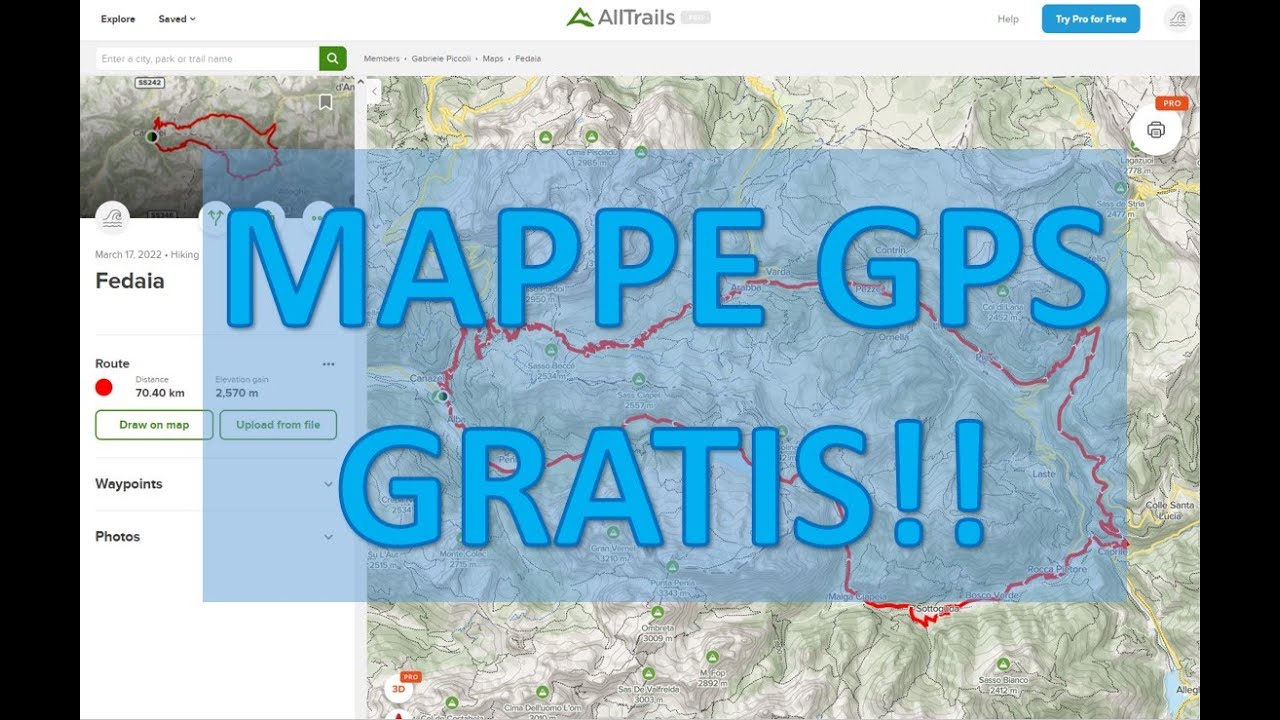 Crea itinerari e tracce GPS (gpx) gratis, con AllTrails YouTube