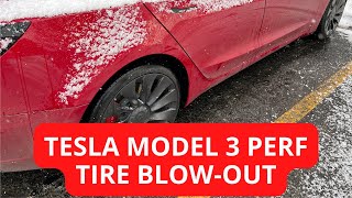TESLA MODEL 3 TIRE BLOWOUT | Full Roadside Service Experience & Results | How Much for a New Tire?