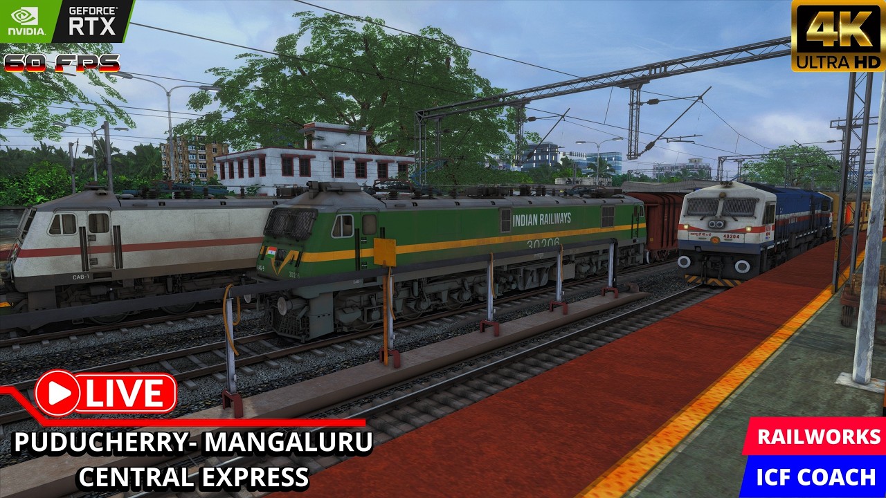 16857 PUDUCHERRY- MANGALURU CENTRAL EXPRESS LIVE RAILWORKS..#indianrailways #railworks #gaming #live