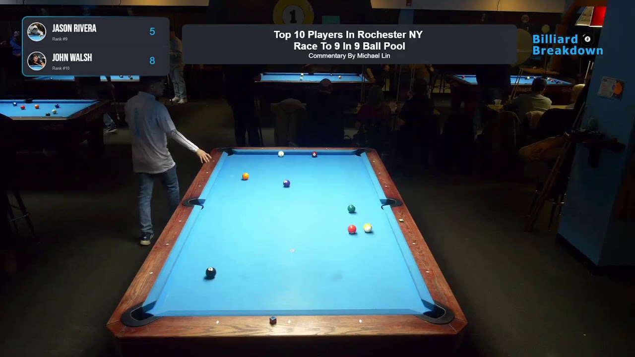 Image of video the #9 Jason Rivera VS #10 John Walsh Top 10 Players In Rochester NY Race To 9 In 9 Ball Pool! 10