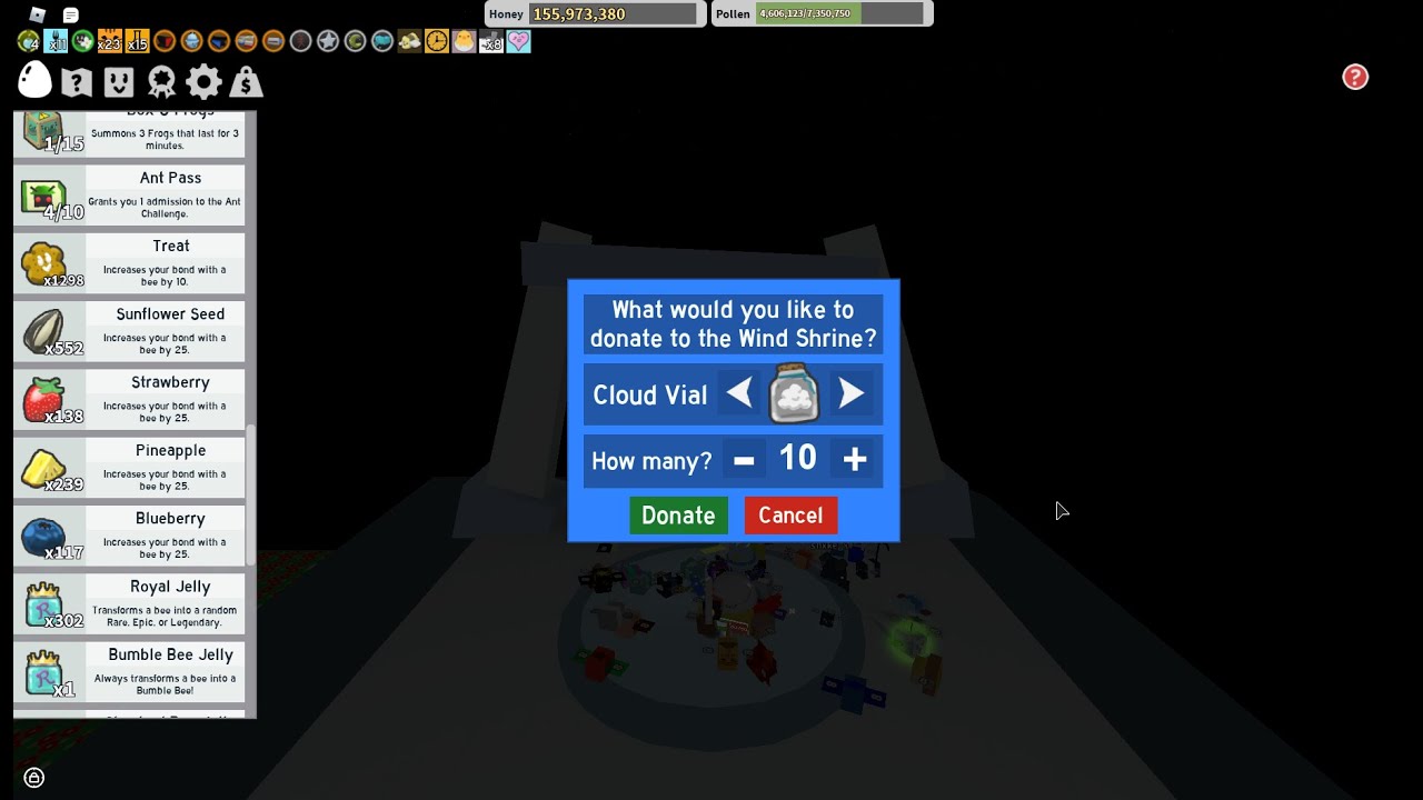 roblox-bee-swarm-simulator-donating-of-10-cloud-vials-new-gifted-bee-youtube