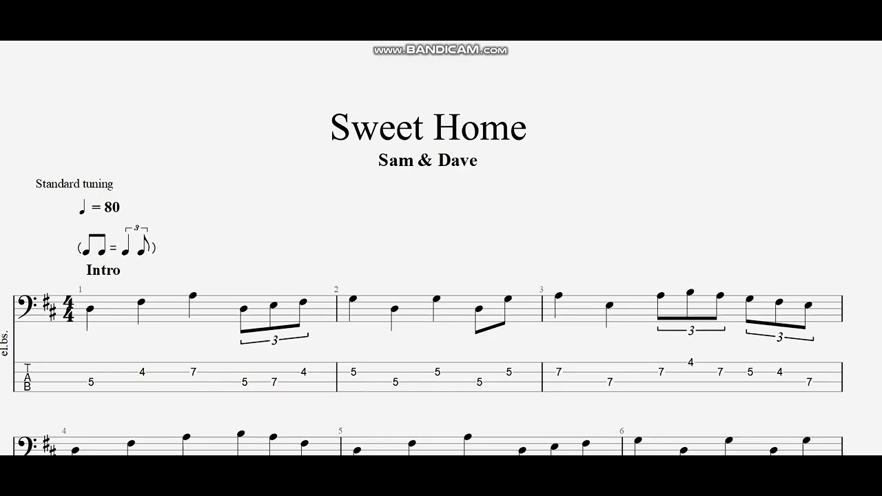 Sam & Dave Sweet Home (bass tab) YouTube