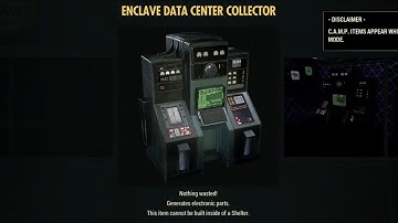Fallout 76 - Enclave Data Center Collector Review - New Camp Resource That Collects Electronic Parts