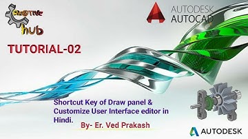 Autocad 2016 - Tutorial 2. Short Key of Draw Panel & Customize User Interface Editor in Hindi