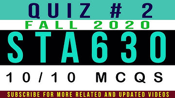 STA630 Quiz # 2 Solution Fall 2020 Live Attempt || STA630 (RESEARCH METHODS) Quiz