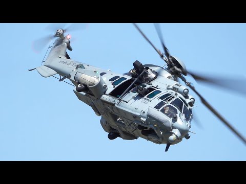 Airbus Helicopters H225M (EC725 Caracal) French Army take off & landing during Valence Aerotorshow