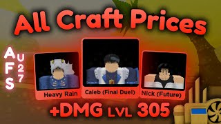 All Craft Prices Anime Fighters Simulator UPDATE 27