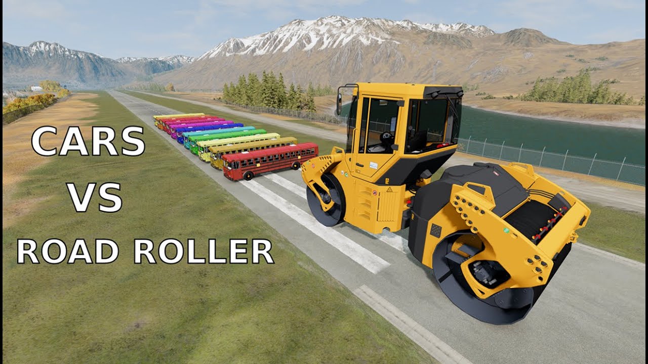 Cars vs Road Roller | BeamNG.drive - YouTube