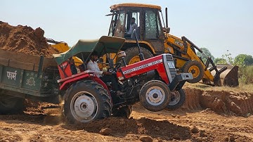 Jcb 3dx Backhoe Machine Loading Mud in Eicher and Massey Tractors I Jcb and Tractor video