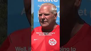 Ontario Premier Doug Ford unveils a big Lake Ontario sign