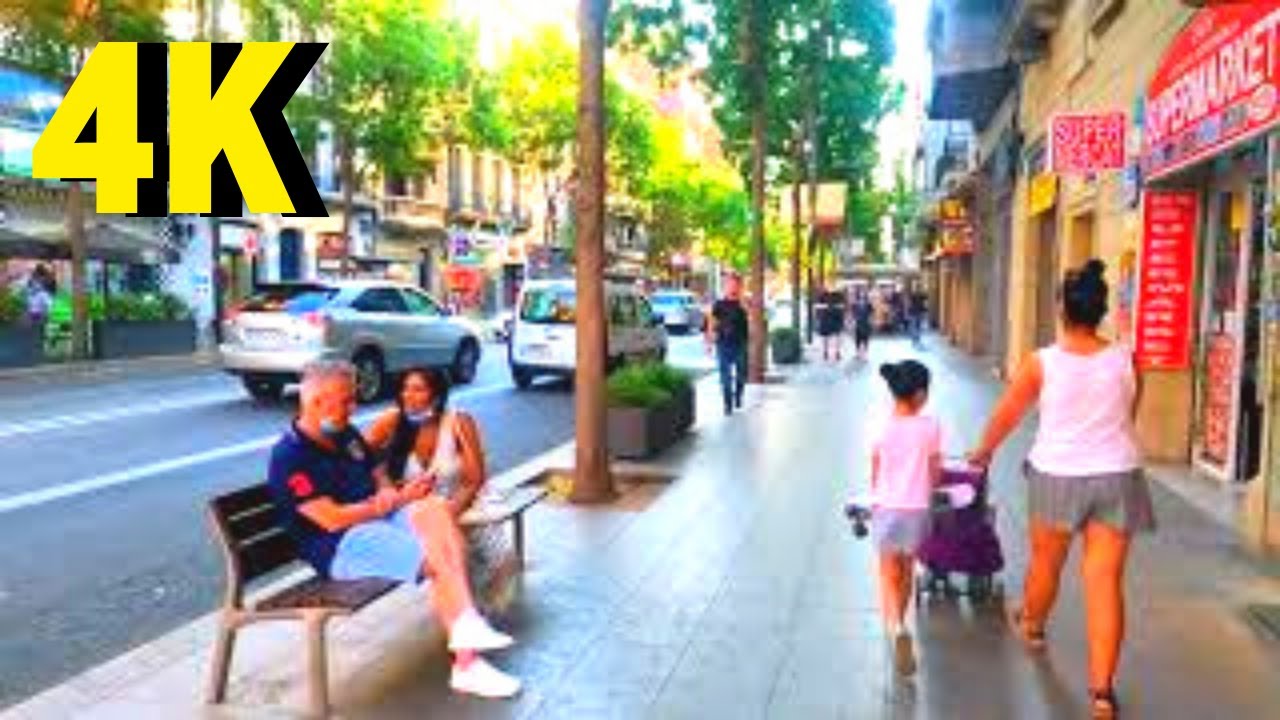 Walking in Barcelona (Hostafrancs): Cr. de la Creu Coberta ➜ Parc de l'Espanya Industrial, Spain, 4K