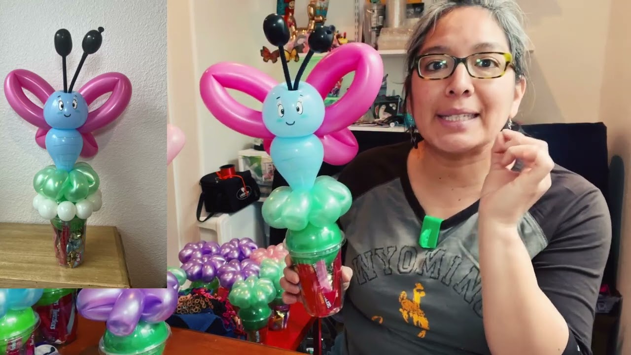 Cute butterfly quick link balloon tutorial. Candy cup idea.