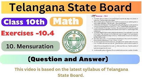 Class 10th maths chapter 10 mensuration solution. Exercise 10.4  Maths solution. Telangana  board.