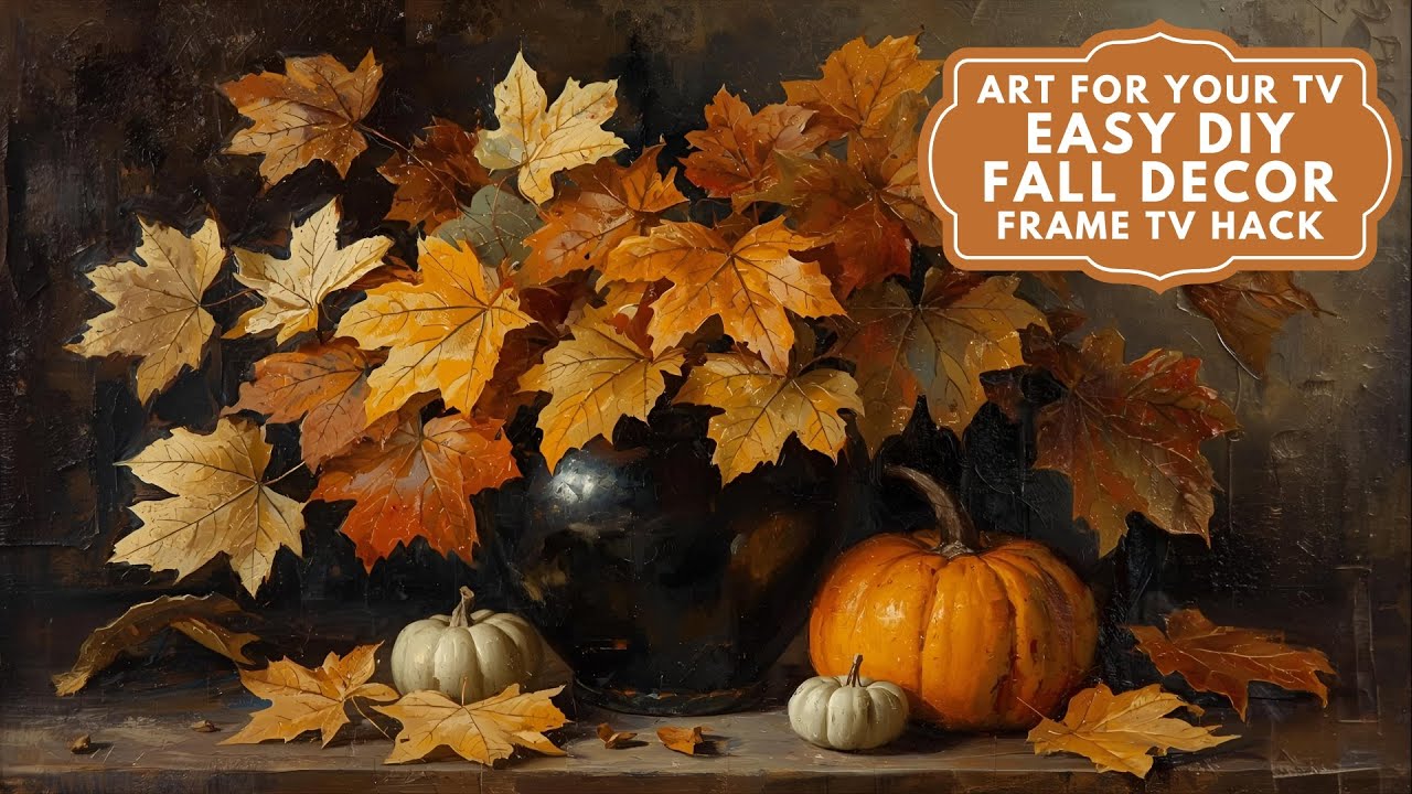 4hr Fall Frame TV Art. 4K Frame TV Hack. Rustic Autumn Leaves & Pumpkins Screensaver. OLED friendly*