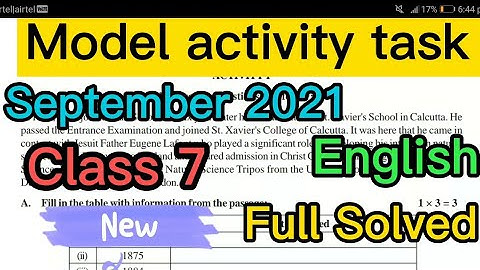 Class 7 Model Activity Task English September 2021 part 6 #Wbbse
