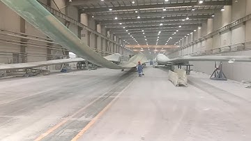 Wind turbine blade manufacturing process, Sinoma blade production workshop
