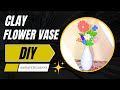 DIY Clay Flowers Vase 💐Tutorial #clayart #airdryclay #claytutorial #youtubeshorts #shorts #flowers 