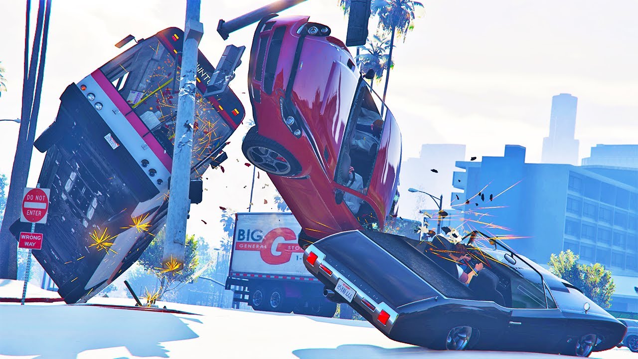Powerful Car Crashes In The City - GTA 5 | Road Accidents - YouTube