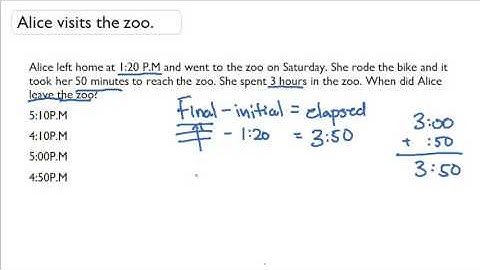 Solve multi-step word problems for ending time in 5-minute intervals