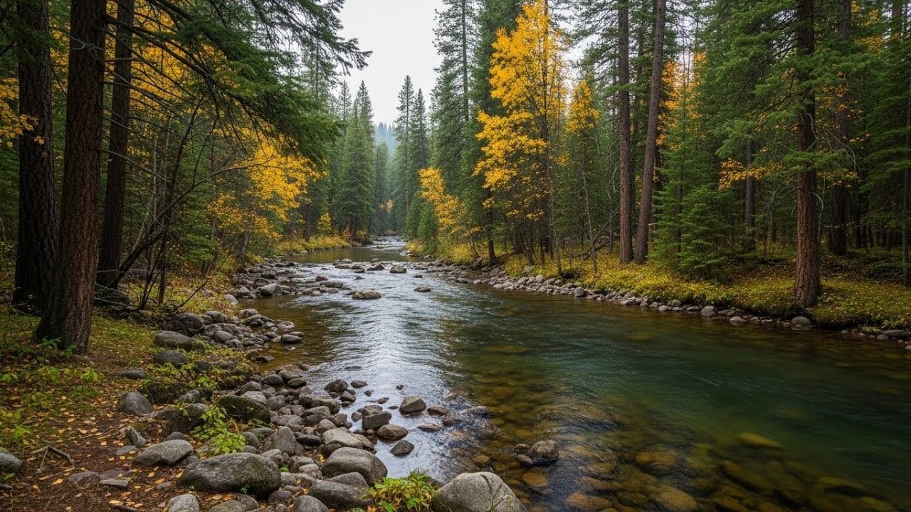 Peaceful Flowing River 🌊 Natural Ambience Sound for Deep Sleep and Stress Relief #596