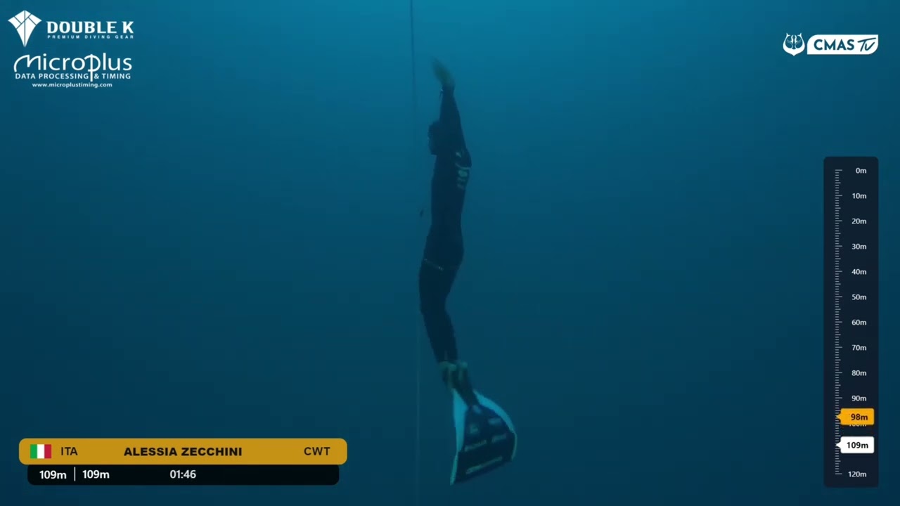 2025 CMAS Depth WC】Alessia Zecchini CWT 109m - Silver Medal - YouTube