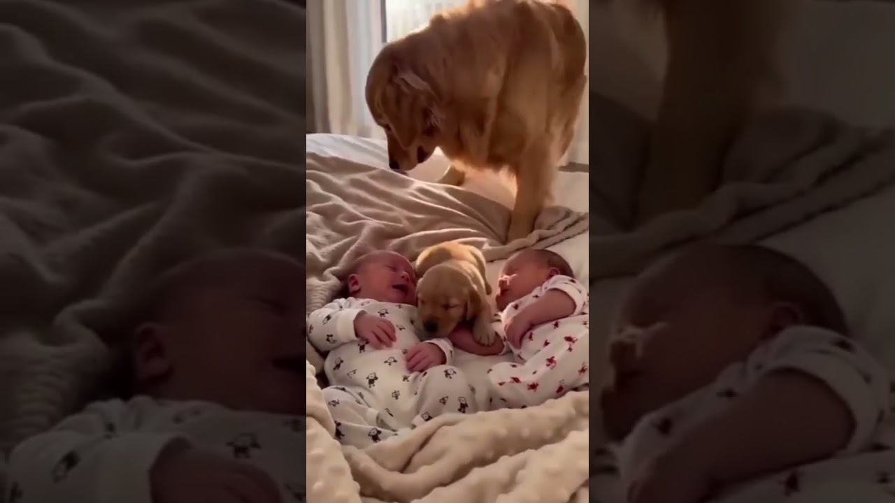 Mom caught on camera in an emotional moment as her dog comforts her crying twin baby #aww