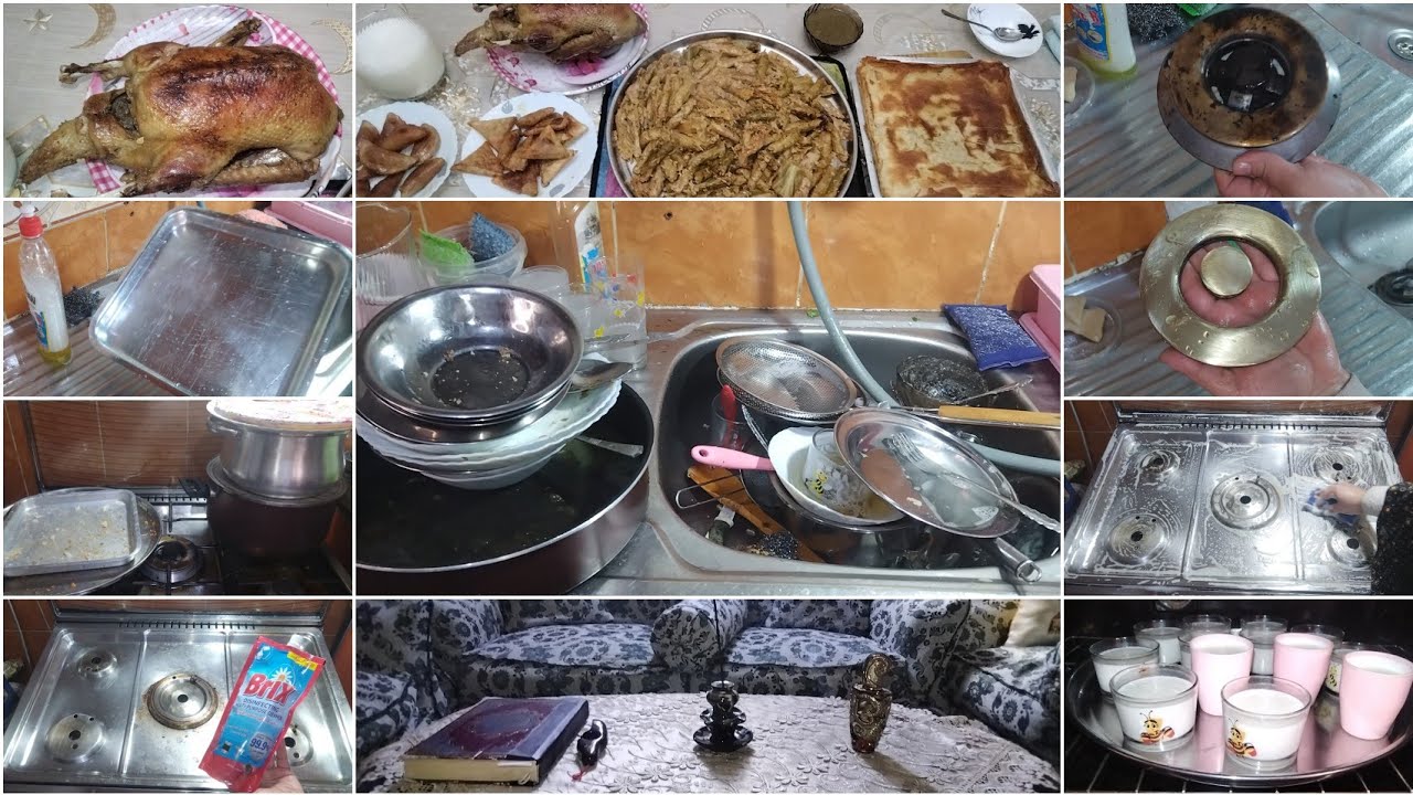 روتين تشجيعي غسيل مواعين بعد الفطار وتنظيف البوتاجاز من الدهون روتين من السحور لبعد الفطار