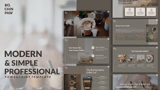 Modern Design & Simple Professional PowerPoint Template Aesthetic || Coffee - Themed☕