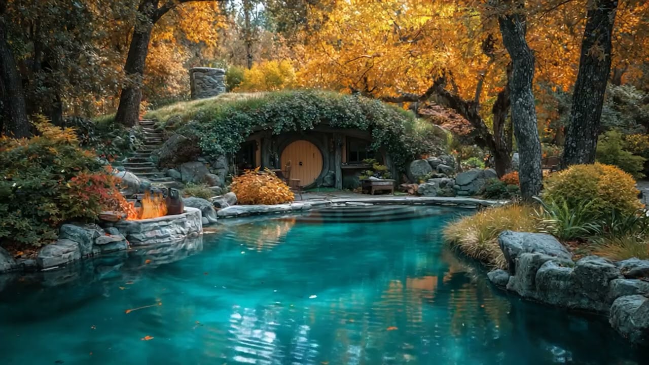 Escape to the Hobbit House: Autumn Air with Fire, Water and the Sound of a Gently Flowing Stream