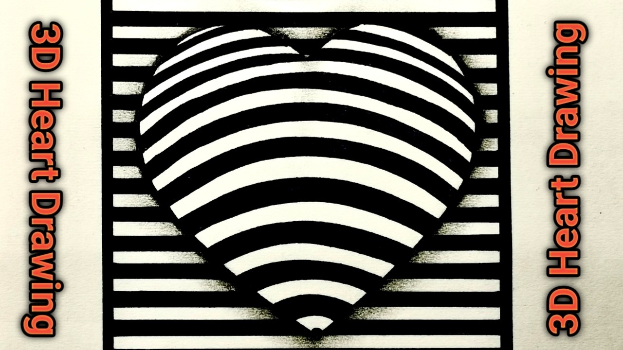 3D Heart Drawing | Heart Drawing with Parallel Lines | Heart Drawing Ideas 💡