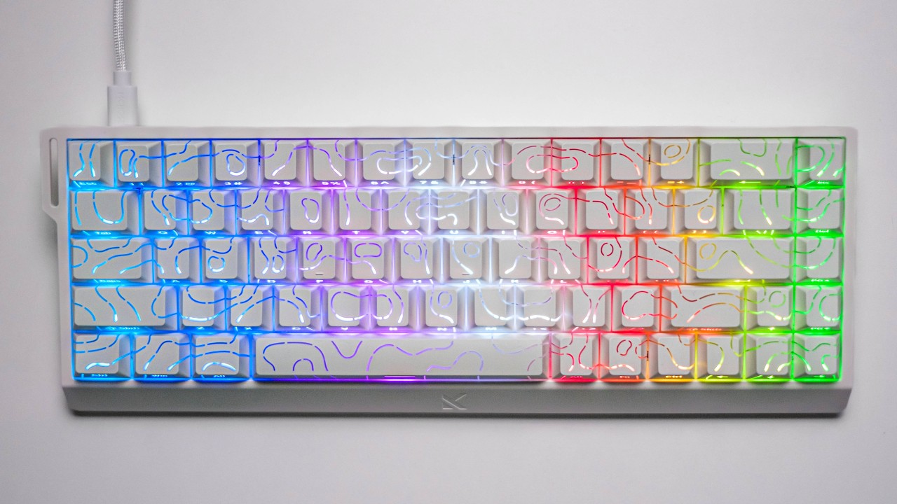 Bàn phím gaming Mchose Hall Effect Ace 68 Ice White Topographic Rhino Magnetic Switch