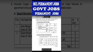 HCL Govt Recruitment 2023 | Hindustan Copper Limited Notification 2023 shorts latestgovtjobs2023