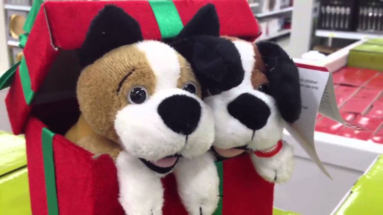 Toys dogs in a box barking "We Wish You A Merry Christmas" YouTube